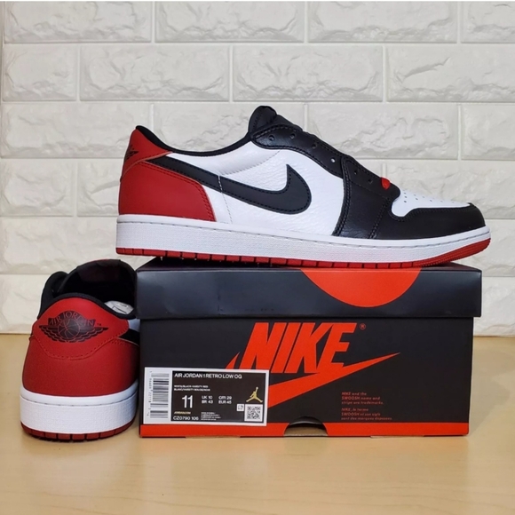 Nike Air Jordan 1 Retro Low OG Men Size 11 Black Toe Red...